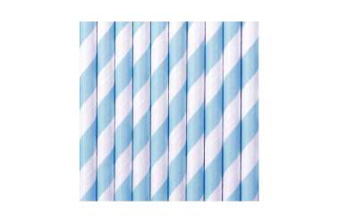 10 Pailles à rayures turquoises clair 