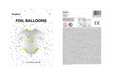 Ballon grenouillère de bébé hello Baby blanc et doré - 51x45cm