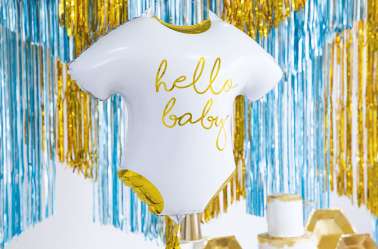 Ballon grenouillère de bébé hello Baby blanc et doré - 51x45cm
