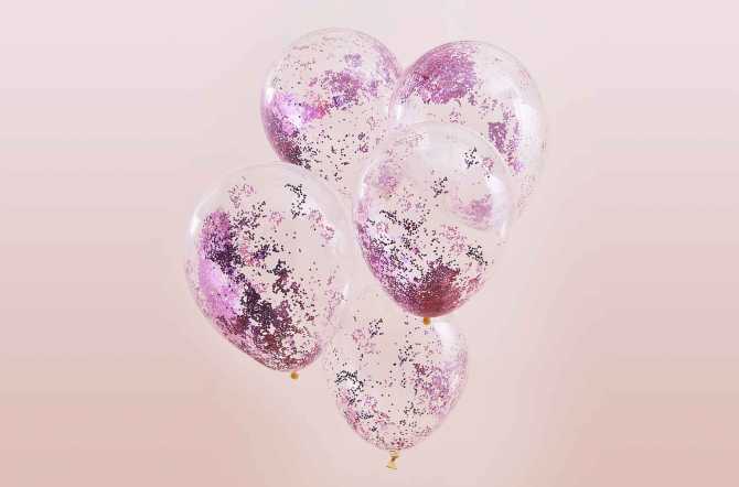 Ballons transparents à confettis paillettes roses