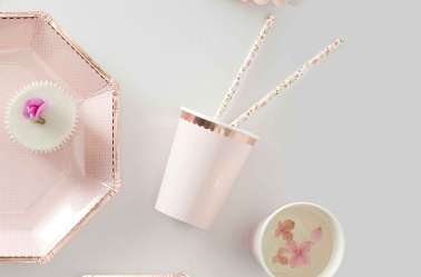 8 Gobelets roses à pois doré