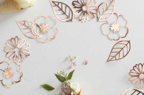 Guirlande fleurs et feuilles – rose gold 3 m