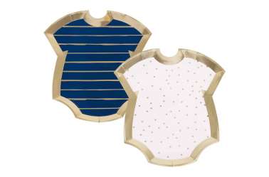 Assiettes body roses et bleues pour révélation de sexe