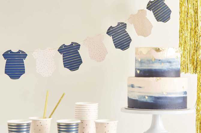 Kit Guirlande Ballons Révélation Sexe – Bleu Et Marron – Peluche Ours – Baby Shower – Boho