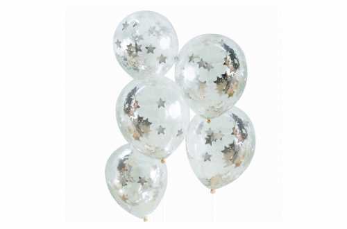 Ballon Confettis Rond/Étoile Ø 30cm 4 Pièces - Articles festifs 