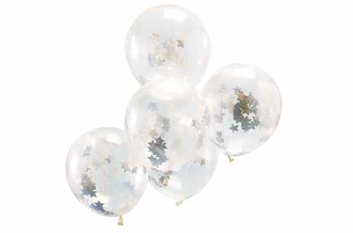 5 Ballons de baudruche – Confettis étoiles holographiques