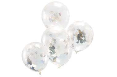 5 Ballons de baudruche – Confettis étoiles holographiques