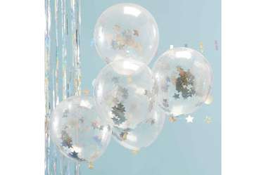 5 Ballons de baudruche – Confettis étoiles holographiques