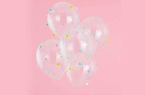 5 Ballons à pompons en kit - Pastel