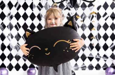 Ballon mylar tête de Chat - Noir et Or