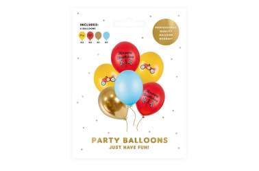 Set de 6 ballons mixtes voiture - 30cm
