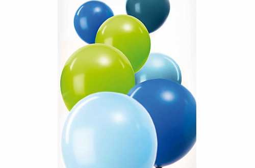 12 Ballons assortis bleu et vert mixte