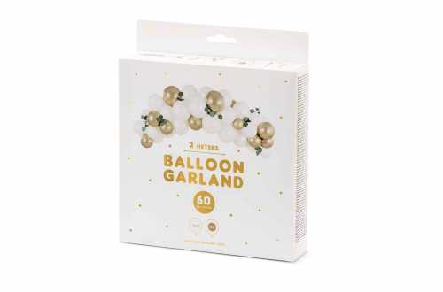 Kit arche de ballons – Blanc et doré (60 ballons)