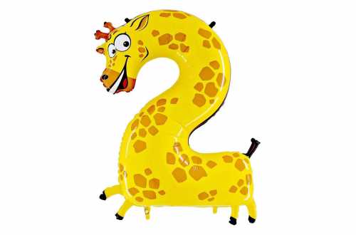Grand ballon girafe chiffre 2 - 102 cm