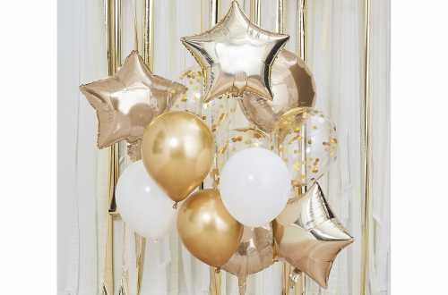 PARTYDECO - Ballon de baudruche Coeur Doré/Blanc…