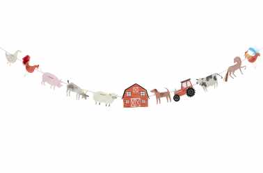 guirlande tracteur, chien, étable, mouton