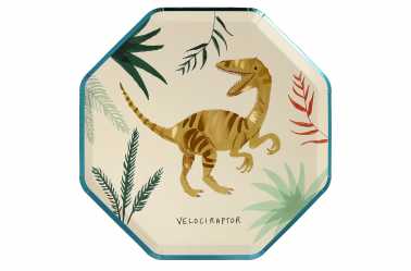 assiettes Vélociraptor anniversaire dinosaures