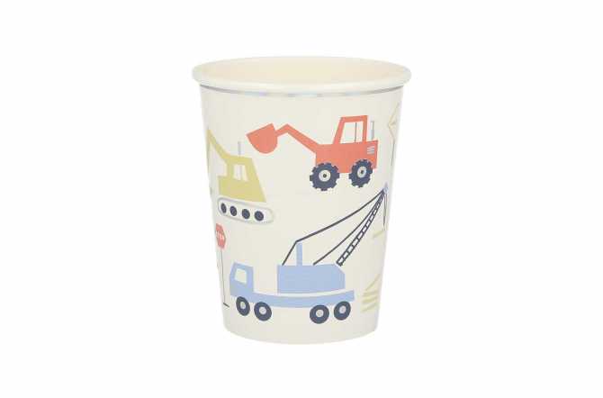 Gobelets camion et chantier de construction