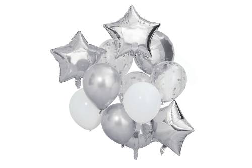 Grappe de ballons argenté et blanc - Organiser un anniversaire ou
