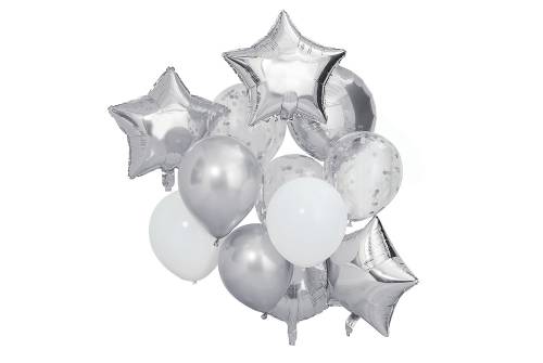 Ballon Argent Noir Anniversaire, 60 Pièces Ballons Argent et Noir, Ballon  Confettis Argent, Métallisé Ballons Argent, Ballon Noir Blanc pour Fille