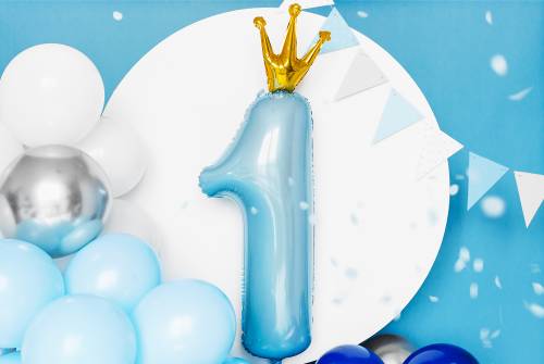 Ballon bleu chiffre 1 pour un anniversaire 1 an