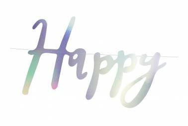 Guirlande Happy Birthday irisé - 62cm