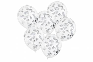 Ballons à confettis étoiles argentés