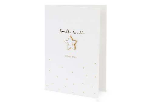 Carte de voeux blanche avec pin's étoile et enveloppe