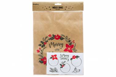 3 Sacs cadeaux kraft et étiquettes Noël - Merry Little Christmas