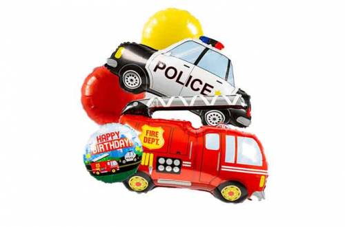 Ballon voiture et camion de pompier