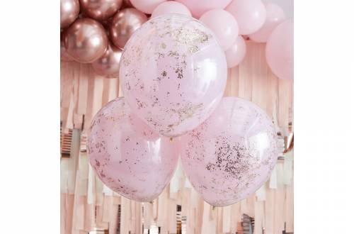 ballons doubles couches confettis rose doré