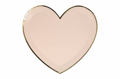 Assiette coeur rose pale avec dorure