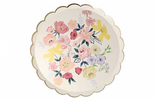 Assiettes de table imprimes de fleurs et rose