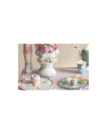 8 Grandes assiettes en carton fleurs pour fête et anniversaire