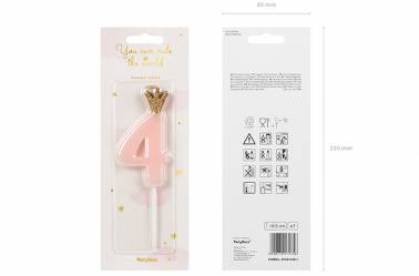 Bougie chiffre rose avec couronne