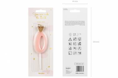 Bougie chiffre rose avec couronne
