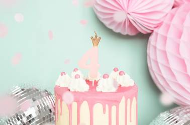 Bougie chiffre rose avec couronne