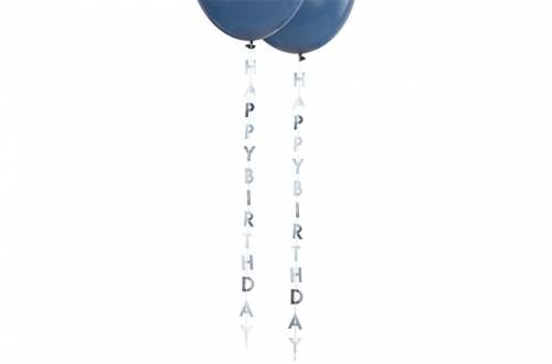 Guirlande queues de ballons joyeux anniversaire argentés