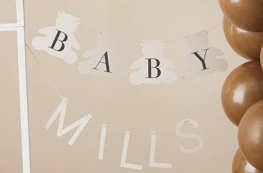 Guirlande ourson baby shower personnalisable