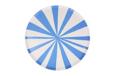 Assiette anniversaire rayé bleu