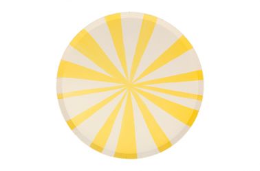 Assiette anniversaire rayé jaune