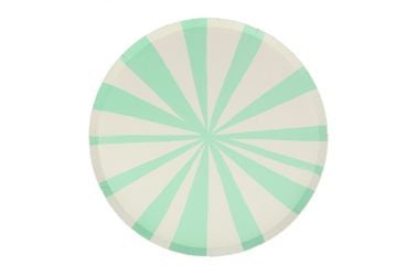 Assiette anniversaire rayé turquoise