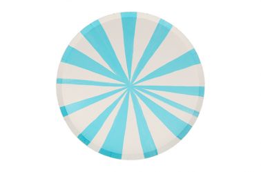 Assiette anniversaire rayé bleu ciel