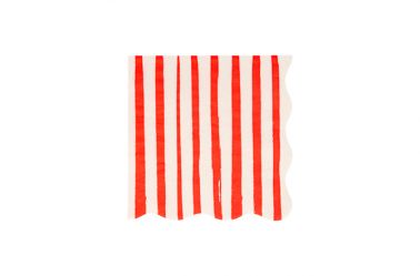 Serviettes anniversaire rayées rouge