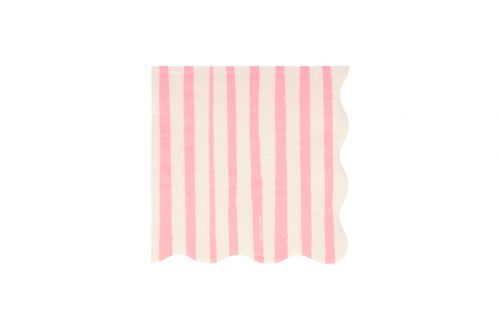 Serviettes anniversaire rayées rose