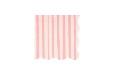 Serviettes anniversaire rayées rose