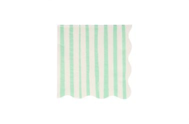 Serviettes anniversaire rayées turquoise