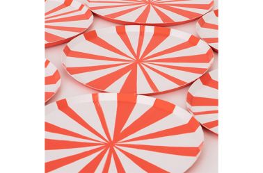 Assiette rayée rouges écologique