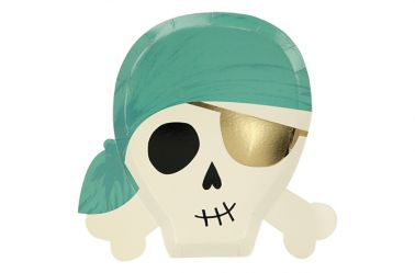 Assiette tête de mort turquoise