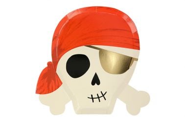 Assiette tête de mort rouge